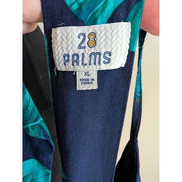 28 Palms Navy Blue Tropical Leaf Maxi Dress with Open Keyhole Back - XL - Picture 6 of 10